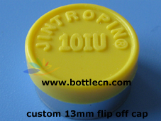 2ml glass vial 13mm custom flip top caps - plastic caps with company logo yellow