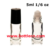 5ml clear glass roll-on bottle with black cap and ball for fragrance container