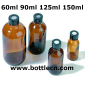 30ml 60ml 90ml 125ml 150ml screw-cap amber storage bottles PTFE silicone septum