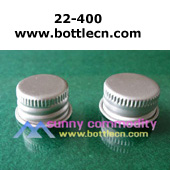 22-400 silver brushed aluminum screw top bottle caps with foam liner