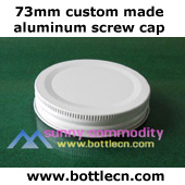 custom made 73mm 75mm white color metal screw cap