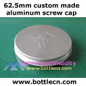 custom made 38mm 62.5mm aluminum screw cap with printing logo engrave