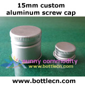 custom made 15mm cosmetic silver color screw aluminum cap for glass bottles