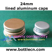 24mm lined aluminum caps for clear glass laboratory safe health non-toxic