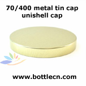 metal tin cap-70mm gold metal unishell cap