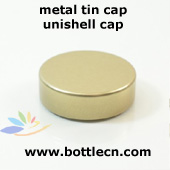 33mm metal tin cap-gold metal unishell cap
