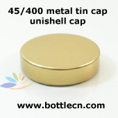 metal tin cap-45mm gold metal unishell cap