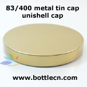 83mm metal tin cap - gold metal unishell cap