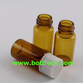 5ml amber empty small glass vials with white plastic screw cap
