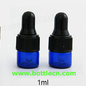 1ml small blue essential oil glass bottle with dropper cap