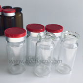 10ml clear glass injection vials with rubber stoppers and gloss red flip off tops