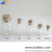 0.5ml - 5ml small glass mini bottles with cork top