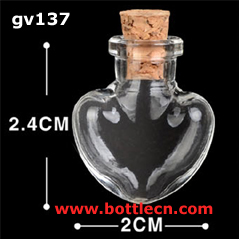heart shaped mini glass vial pendant