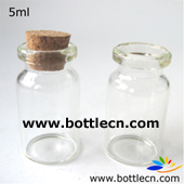 5ml small glass bottle wooden cork stopper