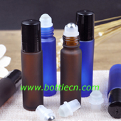 cosmetic fancy essential oil perfume frosted amber 10ml glass roller ball bottle with plastic caps
