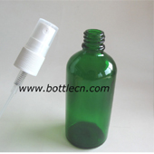 blue cobalt glass bottle of 100ml with sprayer use for massage oil
