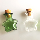 mini 1ml glass vial with cork bottle round square heart tube star water droplets