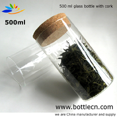 500ml corked clear glass bottles with cork stopper