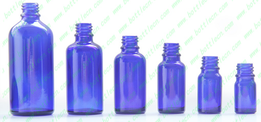 Blue Cobalt Glass Boston Round Bottles and wide mouth bottle