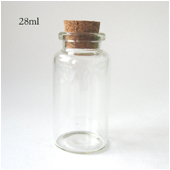 D30 H60 mm 26-28ml Smaller  Glass Bottle With Cork