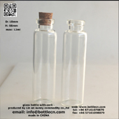D18 H66 mm Small Taller Skinny Vial Glass Bottle Sample Wood Cork Top